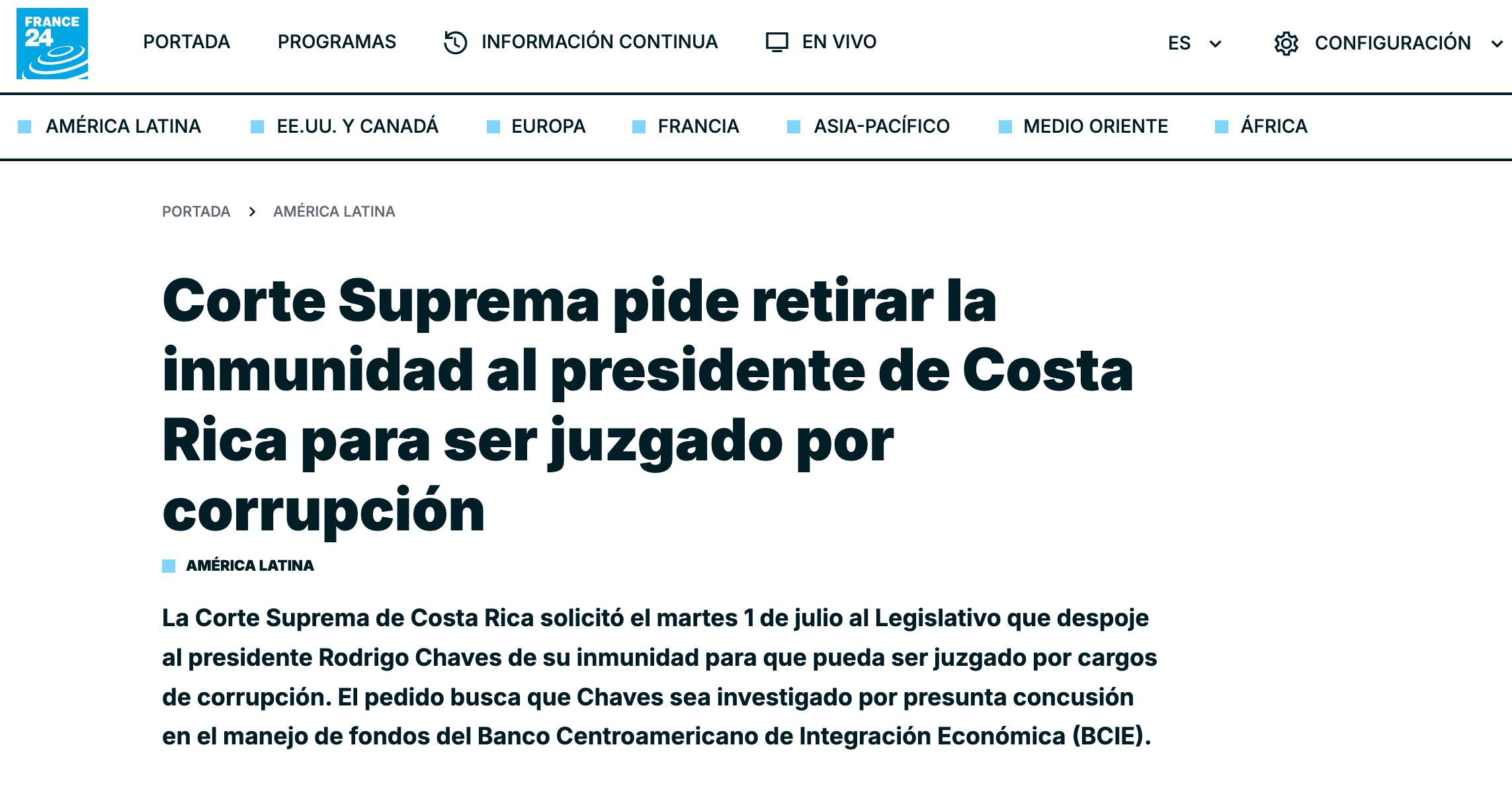 France24 no se guardó nada y acusó al presidente de corrupción.