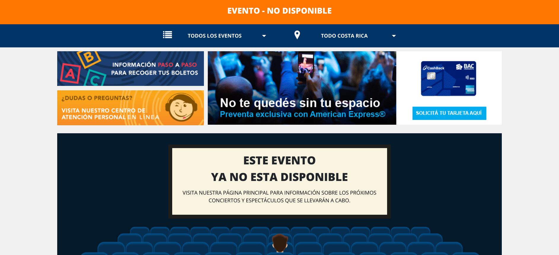 Así aparece el evento en eticket.cr