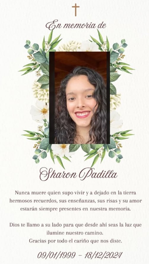 Sharon Padilla joven fallecida en un accidente
