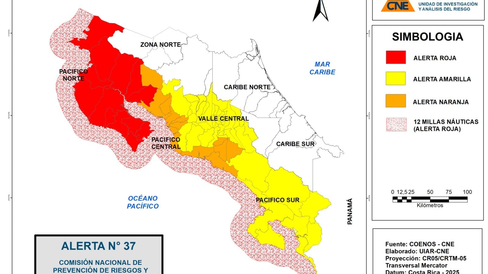 El Pacífico Norte y Guaancaste entran en alerta roja por los efectos del fenómeno del Niño. Foto: CNE