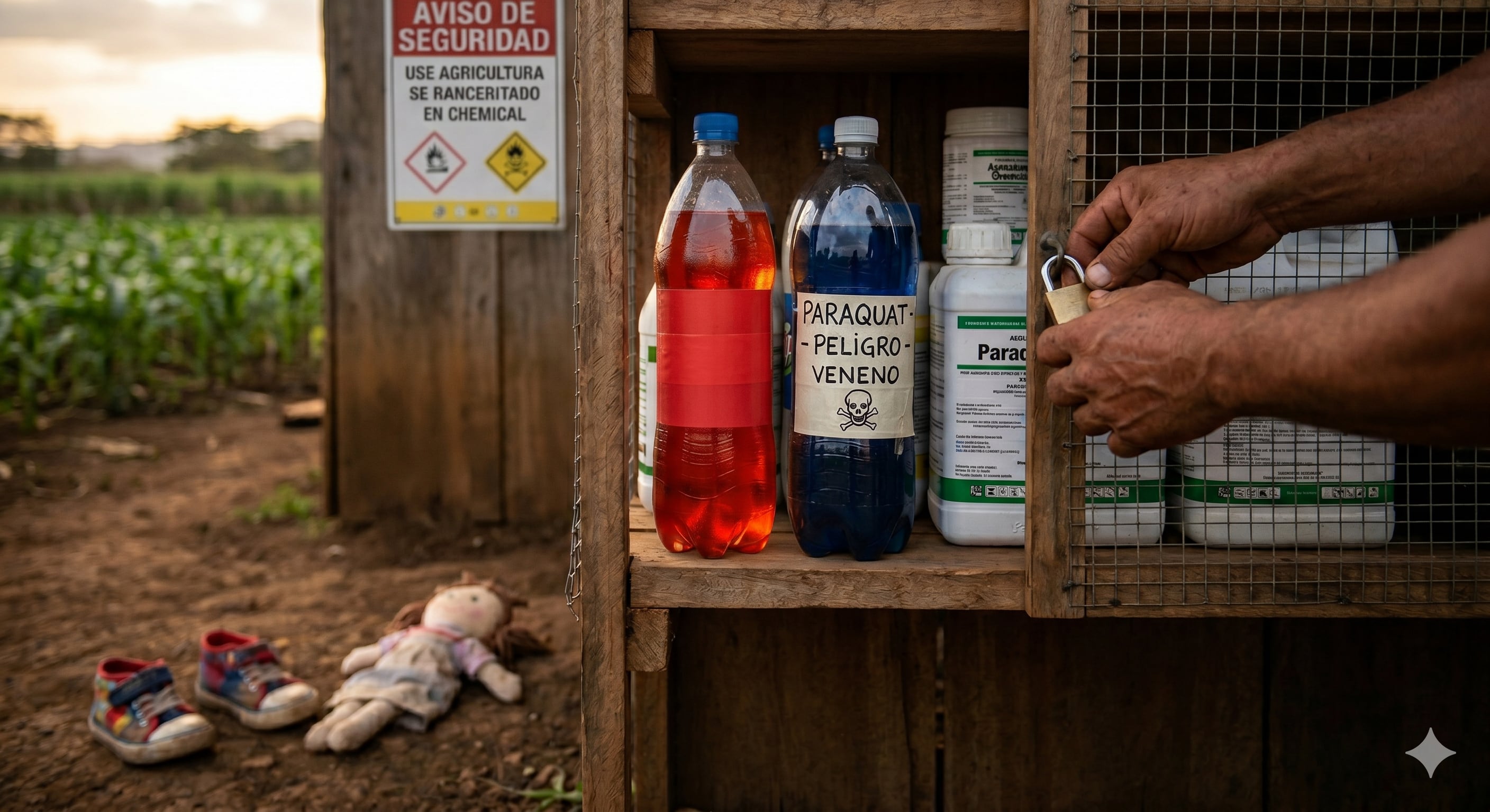 Las autoridades de salud alertan sobre el peligro de trasvasar agroquímicos en botellas de refresco debido al riesgo de intoxicaciones infantiles.