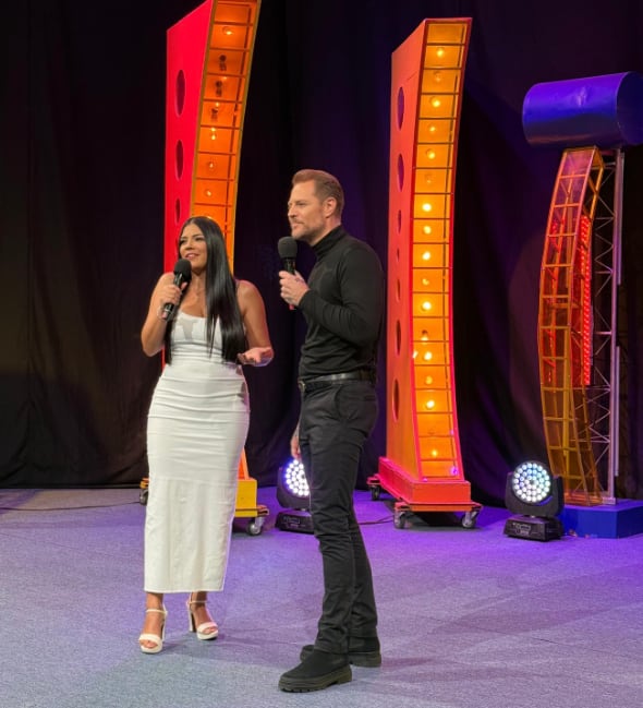 Mauricio Hoffmann, Natalia Rodríguez y Nelson Hoffmann en Sábado feliz