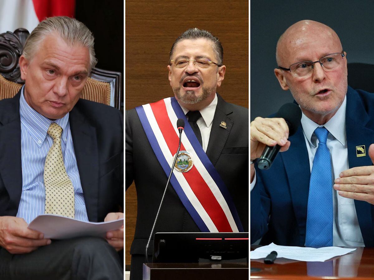 Rodrigo Chaves, Stephan Brunner (derecha) y Arnoldo André (izquierda) salieron salpicados en la investigación del TSE sobre el financiamiento del partido Progreso Social Democrático.