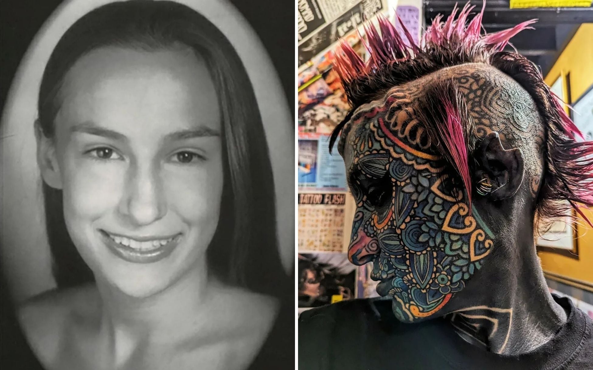 A la izquierda Esperance en su adolescencia, antes de las modificaciones. A la derecha una foto reciente. Fotos tomadas de redes sociales.