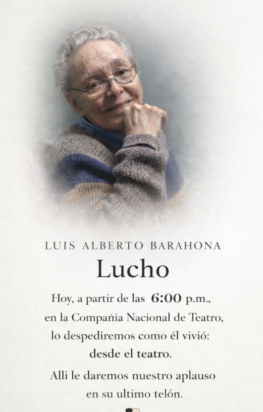 Lucho Barahona será despedido con aplausos y bajando el telón.