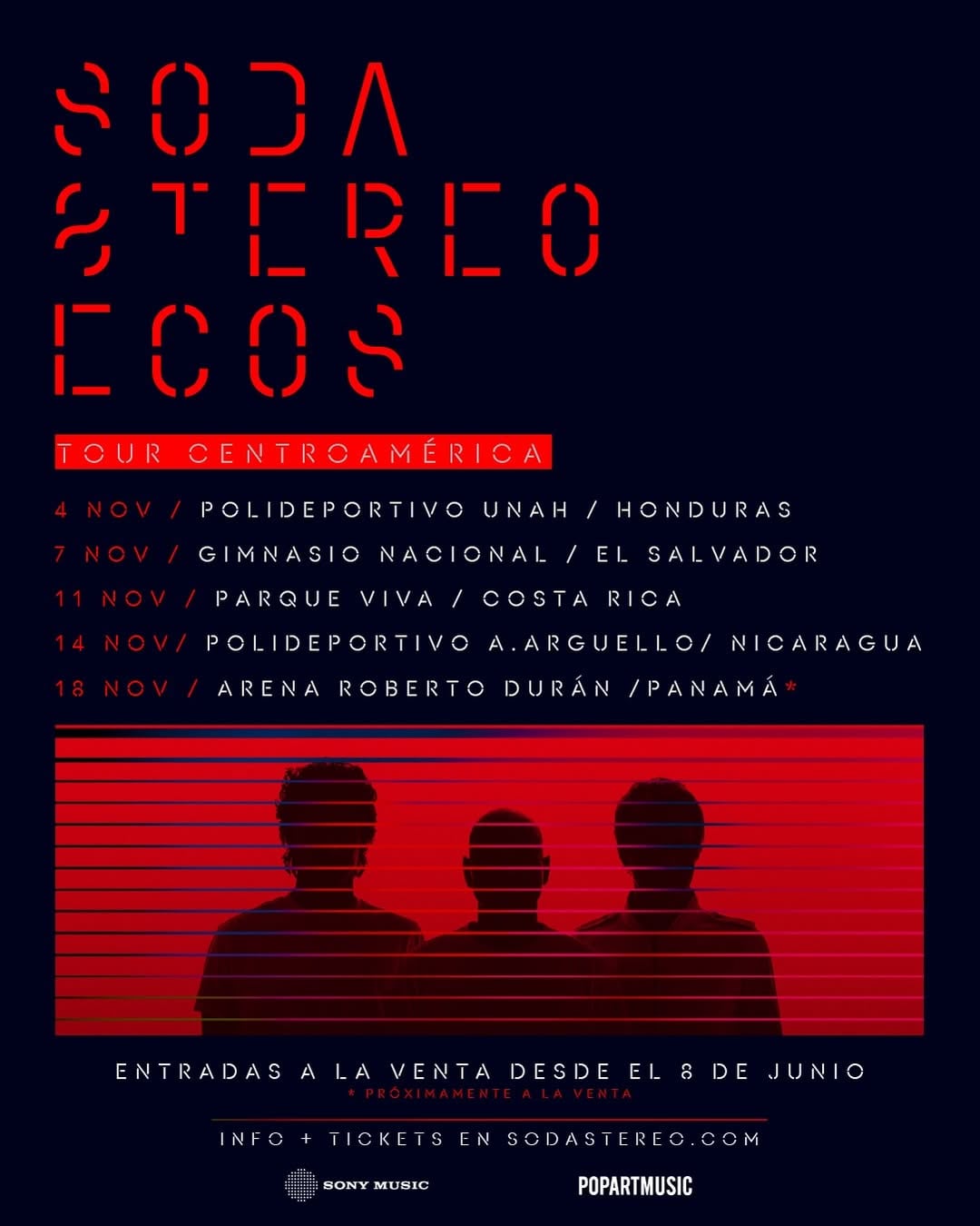 Soda Stereo confirma concierto en Costa Rica en noviembre 2026 en Parque Viva.