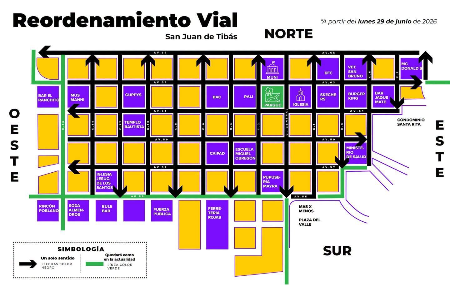 Reordenamiento vial en Tibás