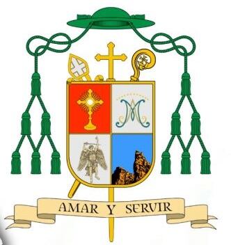 La ordenación episcopal de monseñor Juan Miguel Castro Rojas, como el quinto obispo de la diócesis de San Isidro de El General, es el 25 de enero del 2022 a las 10 de la mañana en la Parroquia San Isidro Labrador. En la foto el escudo de monseñor Castro.