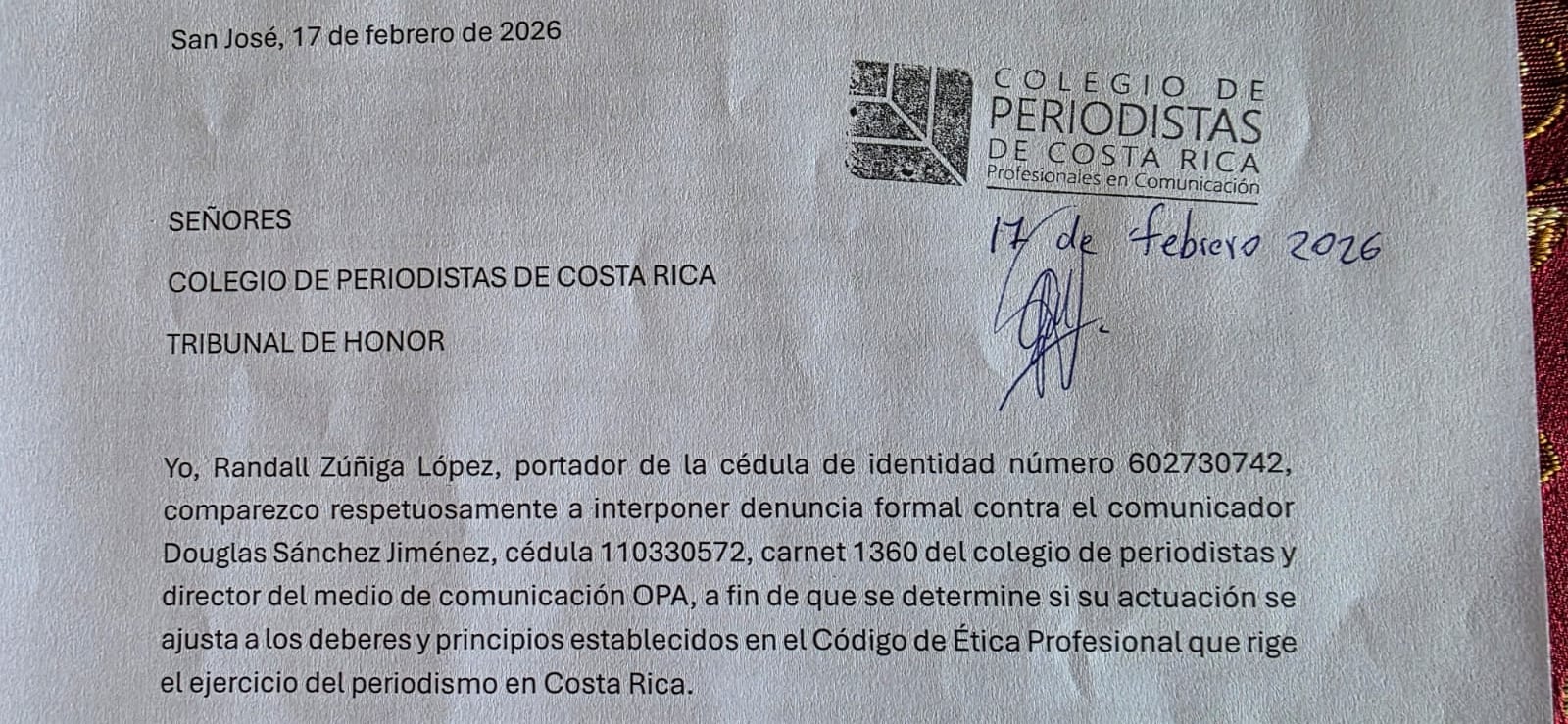Denuncias presentadas por Randall Zúñiga, director suspendido del OIJ