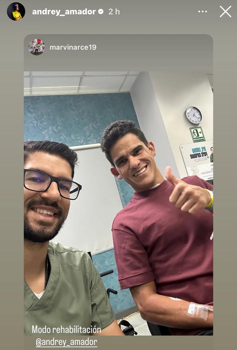 Andrey Amador está en rehabilitación con el fisioterapista Marvin Arce.