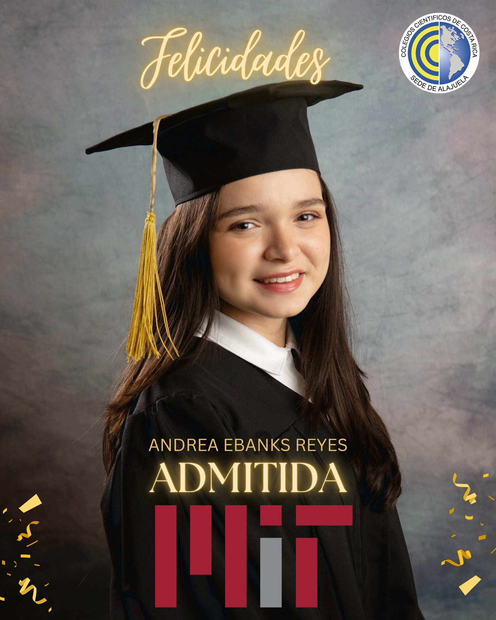 Por primera vez en la historia del Colegio Científico de Alajuela uno de sus exalumnos es admitido en una de las universidades más prestigiosas del mundo, el Instituto de Tecnología de Massachusetts, Estados Unidos, se trata de Andrea Ebanks Reyes
