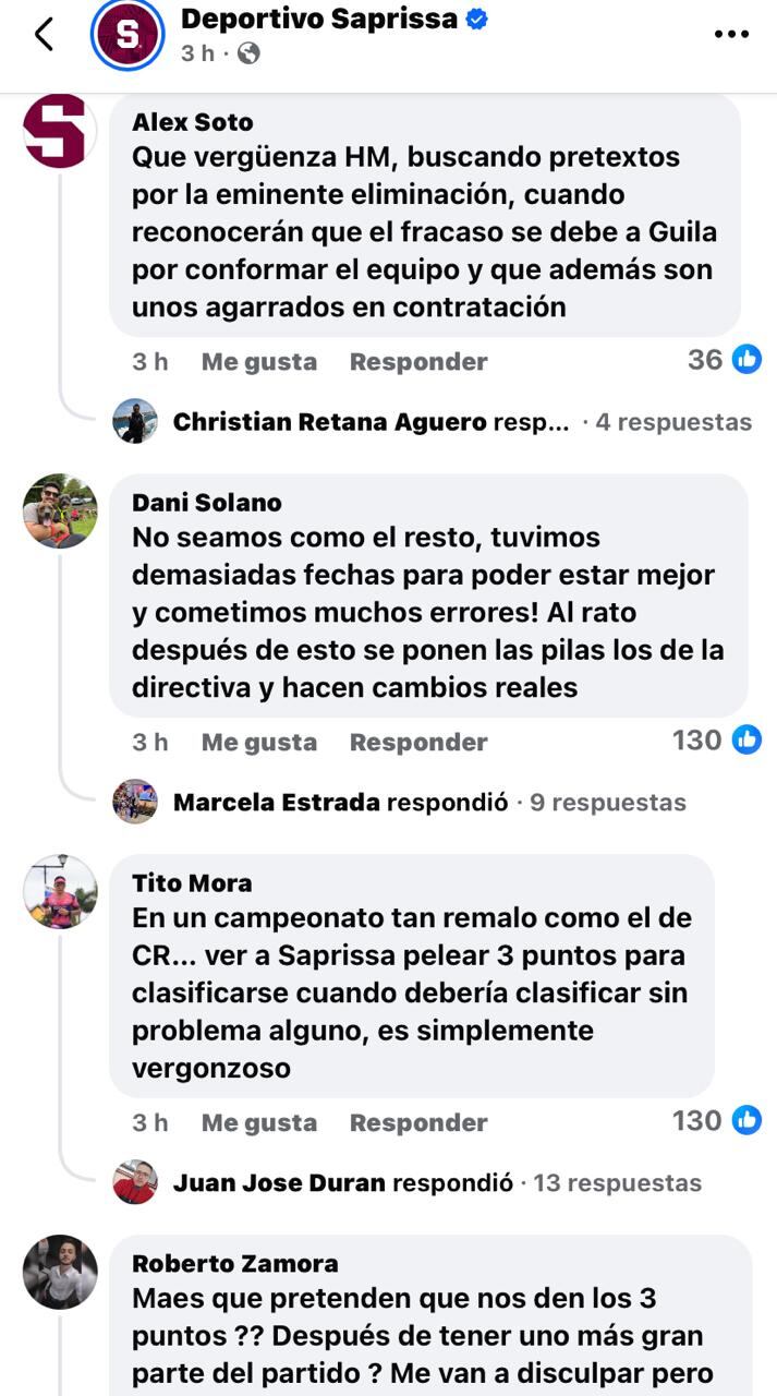 La afición de Saprissa no tomó bien el comunicado del club quejándose por el arbitraje ante Cartaginés.