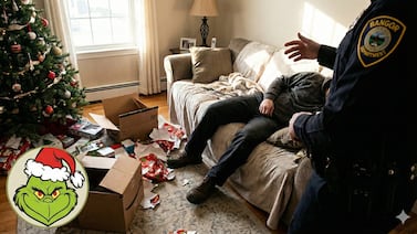 ¡El Grinch existe! Se metió a una casa, abrió los regalos y el sueño lo venció en pleno sofá
