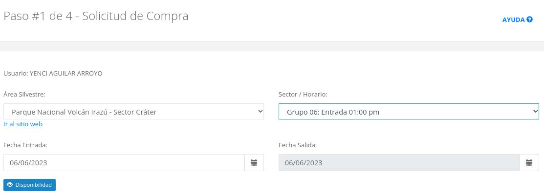 El sitio le mostrará la disponibilidad de horarios para hacer su visita. Captura de pantalla.