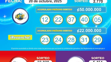 Salió el acumulado del Lotto y se vendió en Heredia
