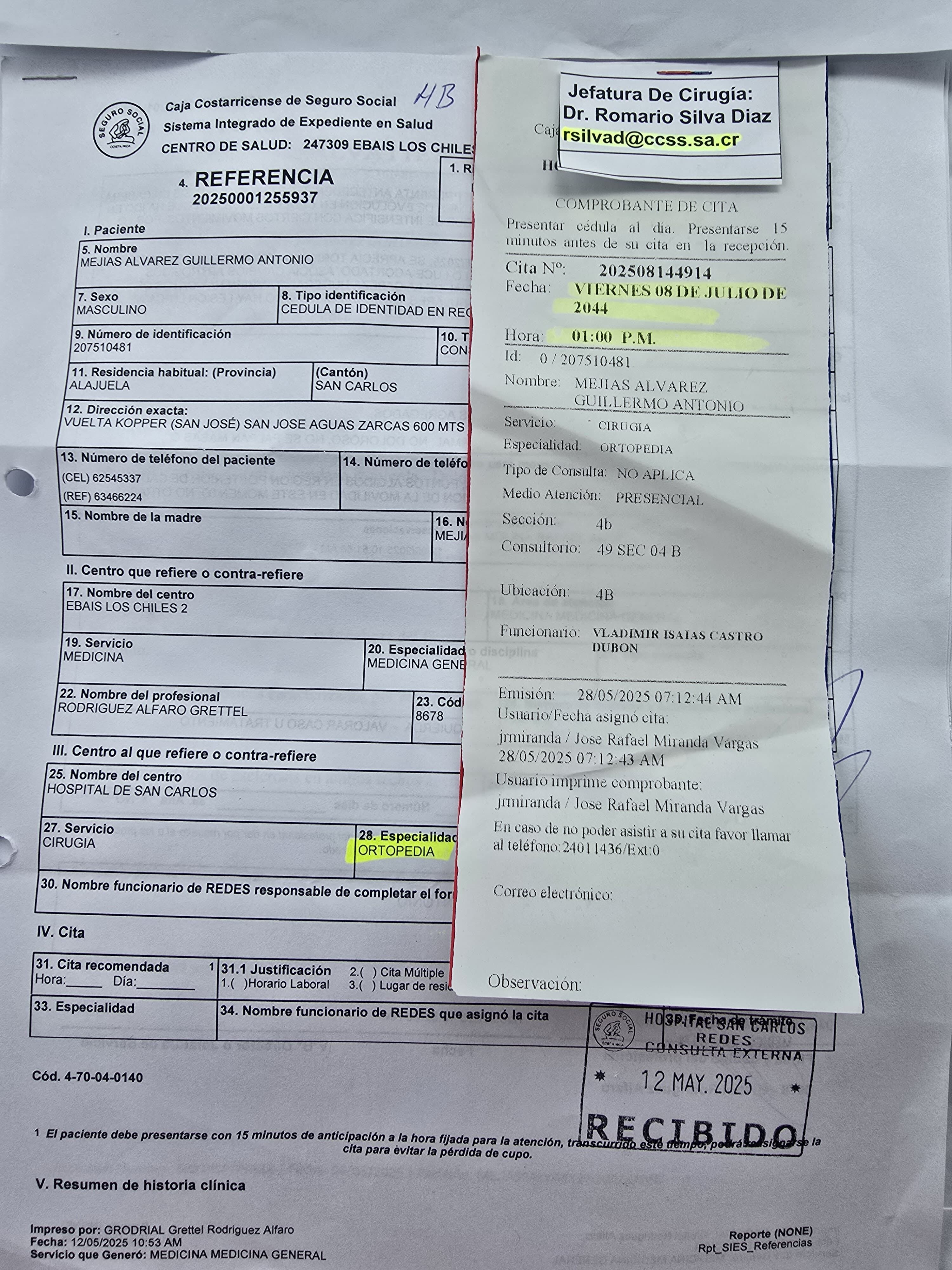 Guillermo Mejías Álvarez es un soldador de 29 años a quien le dieron una cita en ortopedia para el 2044