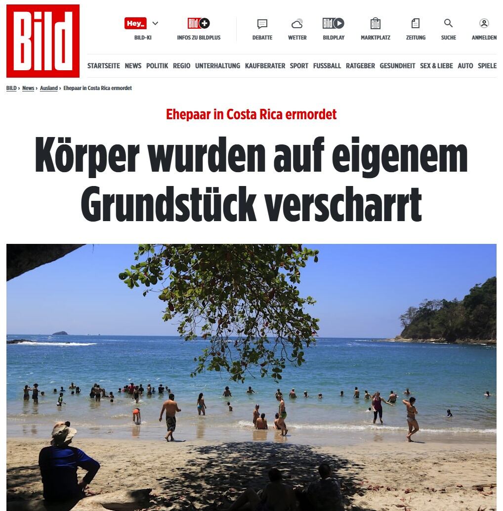 Medios internacionales hicieron eco del crimen de la pareja en Quepos. Foto capturas de pantalla.