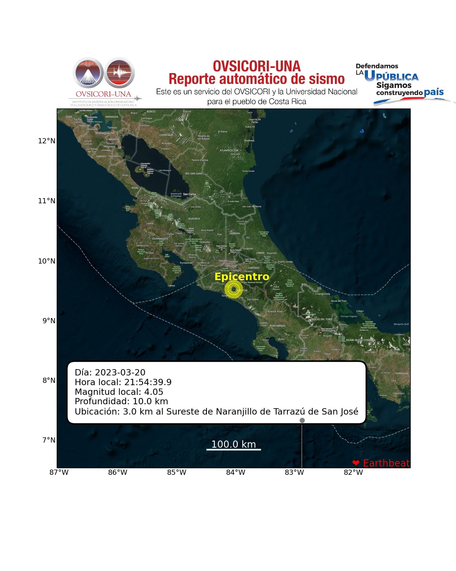 Según el Ovsicori, el epicentro tuvo lugar en Tarrazú.