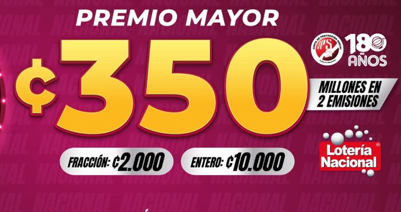 Premio mayor del sorteo N.º 4874 entrega ganadores ¢175 millones por cada una de las dos emisiones. Fotografía: