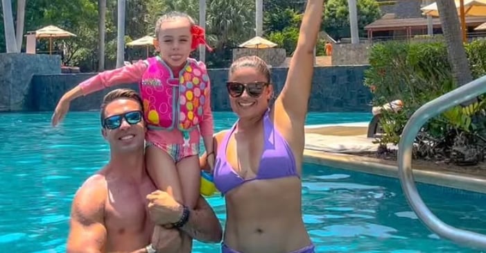 Ítalo Marenco, su esposa Cindy Villalta y su hija Irene.