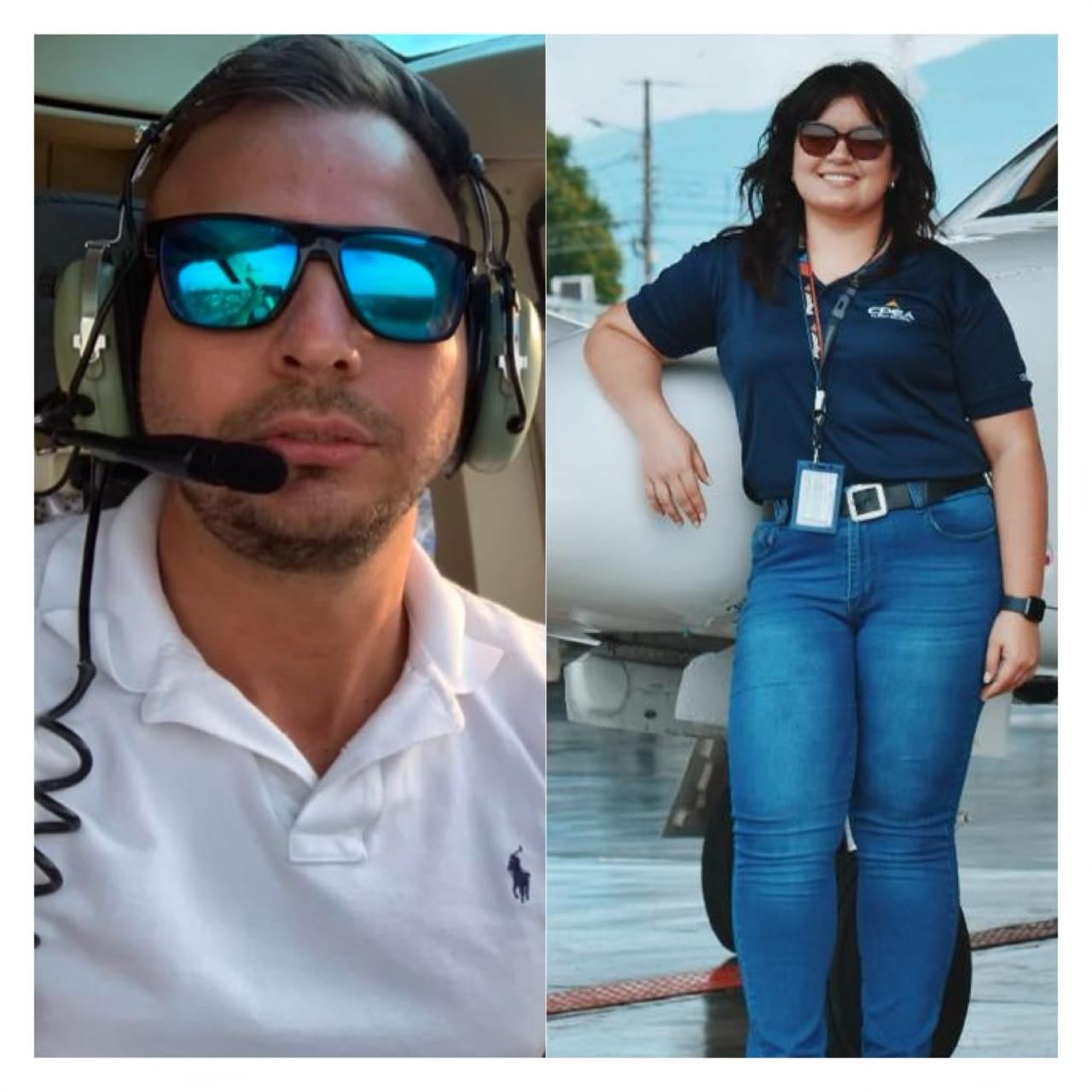 El piloto Mario Miranda Ramírez, de 40 años y la copiloto Ruth Pamela Mora Chavarría, de 26 años, fallecidos en accidente aéreo en montañas de Escazú el lunes 25 de noviembre del 2024.