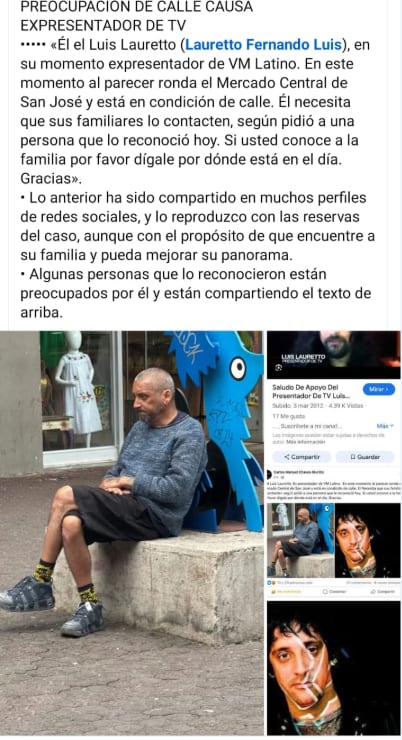Expresentador Luis Lauretto vive en condición de calle a 11 años de salir de VM Latino
