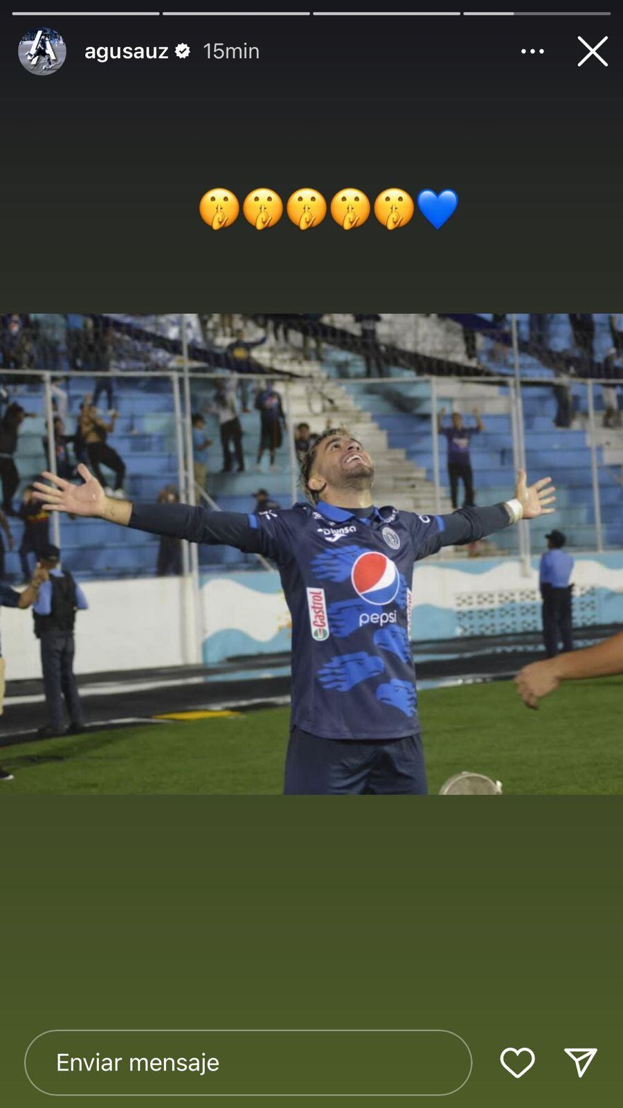 Agustín Auzmendi confirmó su permanencia en Motagua Honduras con esta historia. Foto: Captura