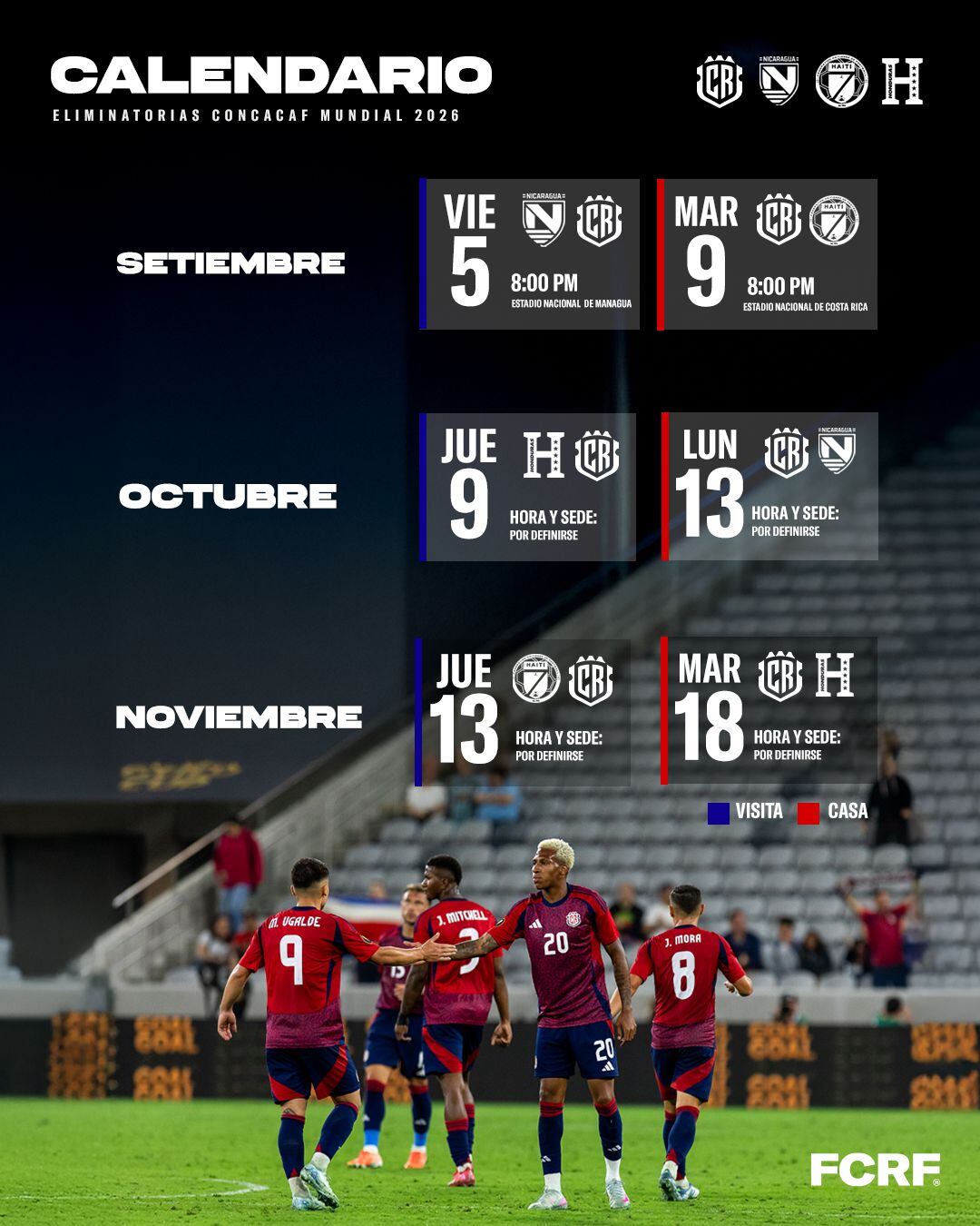 Se dio a conocer el calendario de Costa Rica rumbo al Mundial de Norteamérica 2026.