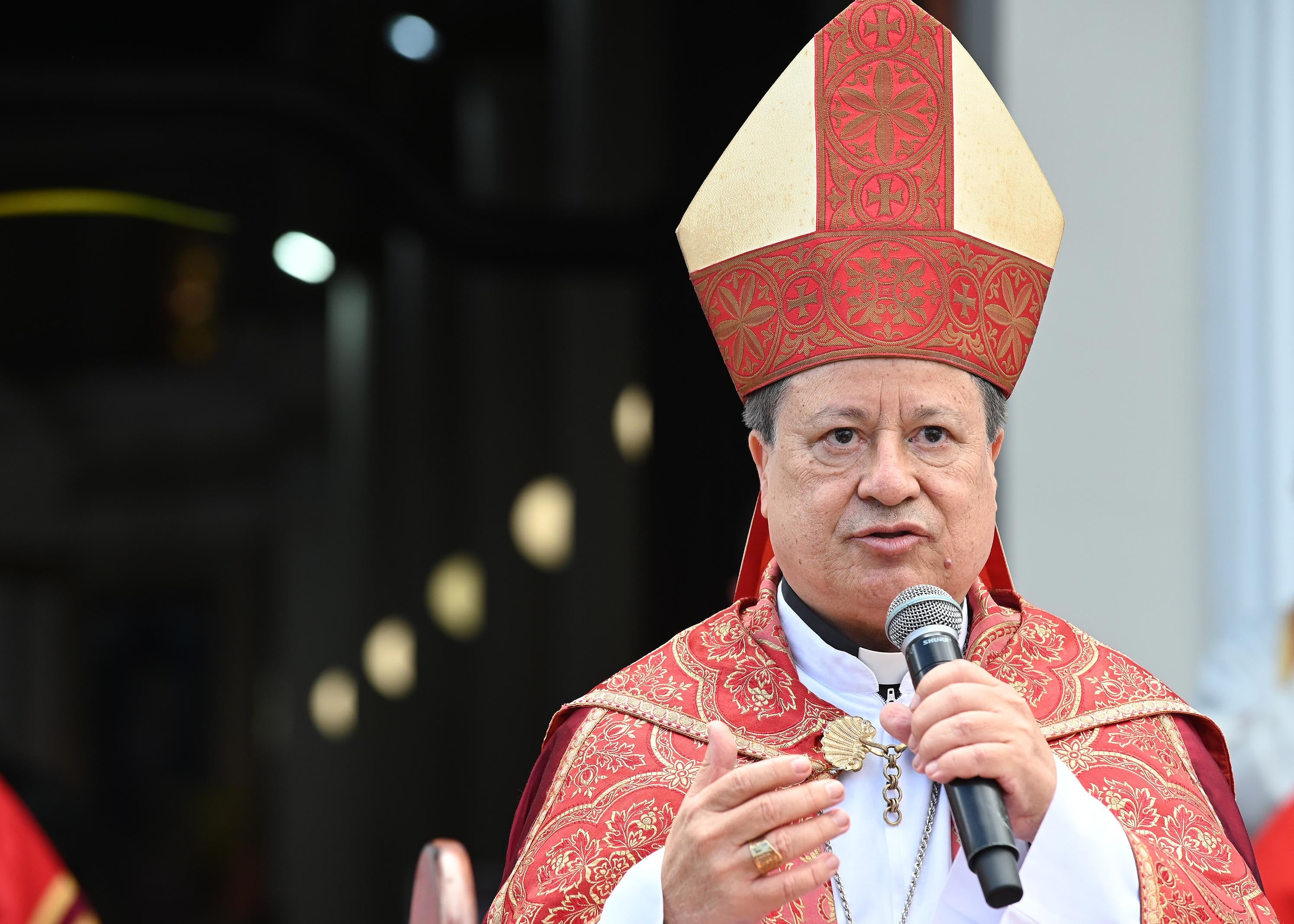 13 de abril del 2025. San José. 09:30 hrs. Tradicional proseción de Domingo de Ramos que marca el inicio de la Semana Mayor en el país. Cientos de personas iniciaron el recorrido de la imagen de Jesús sobre los lomos de la mula chepita mientras sostenían las tradicionales palmas y cantaban. canciones alusivas. El recorrido inició en la parroquia de La Soledad y finalizó en la Catedral Metropolitana que lucía y lleno total. En la foto: Recorrido de la imagen de Cristo sobre los lomos de chepita a lo largo de la avenida 4 hasta llegar e ingreasar a la Catedral. Eypriel Bermúdez Cabezas (4) vecina de Desamparados. Foto: Albert Marín para la Teja.