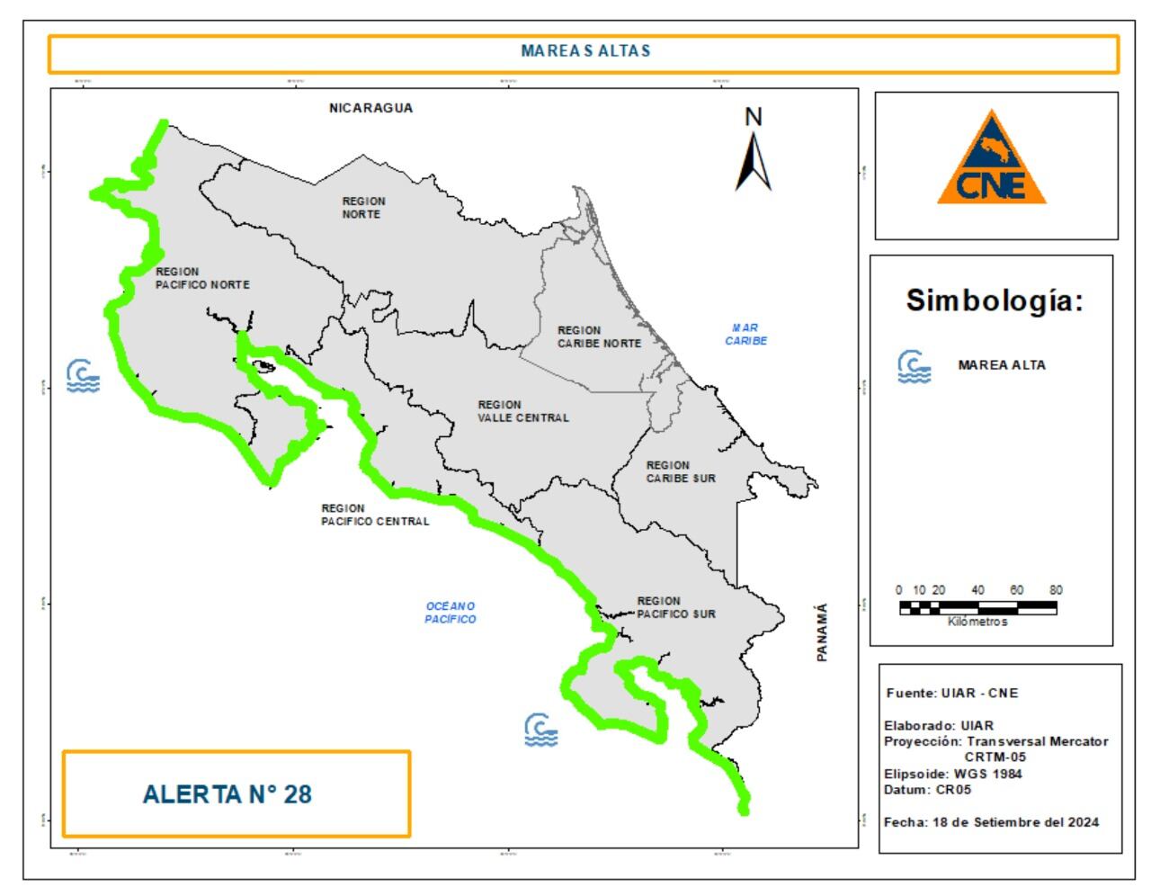 Las regiones del Pacífico norte, central y sur estarán bajo alerta verde por las mareas altas durante este fin de semana. (Foto: cortesía CNE)