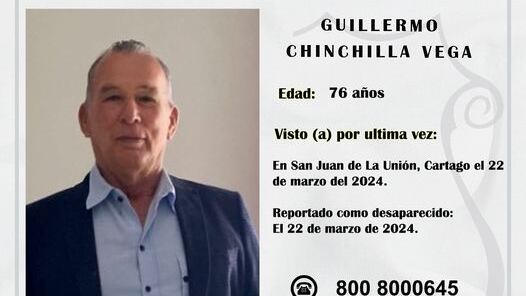 Guillermo Chinchilla Vega, de 76 años, fue visto por última vez el viernes 22 de marzo 2024 en Cartago, lo hallaron sin vida el sábado 23 de marzo en Lomas de Ayarco, Curridabat al ser asesinado. Foto: OIJ