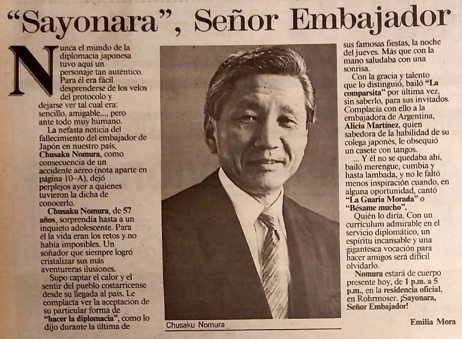 17 de agosto de 1990. Avioneta se estrella contra casa en Santa Ana. En el hecho muere Chusaku Nomura, embajador de japón en Costa Rica. Fotos Archivo.