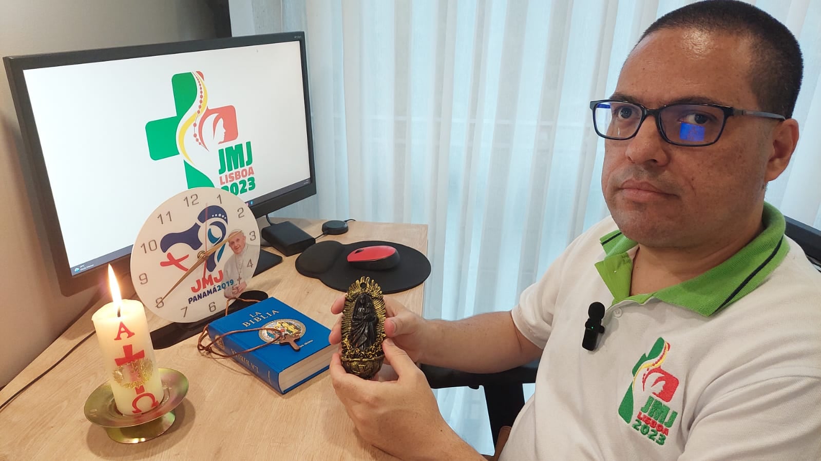 Después de ahorrar tres años y también prepararse espiritual y económicamente, Manuel Alejandro Montalvo Pacheco, viajó a la Jornada Mundial de la Juventud Portugal 2023 a trabajar como voluntario.