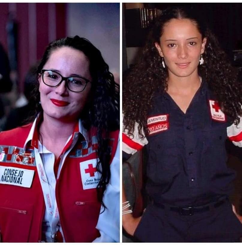 Dyanne Marenco González, cruzrojista voluintaria desde los 15 años, es la primera mujer, en los 136 años que tiene de existir en Costa Rica la Cruz Roja, que es nombrada presidenta de la institución. En la foto con doña Betty Trejos Guerrero, la abuelita quien también es voluntaria