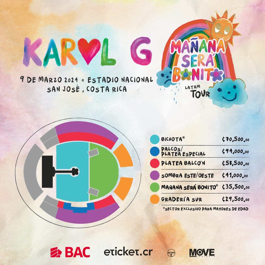 Las entradas para el concierto de Karol G 'Mañana será bonito' comenzarán a venderse el miércoles 1 de noviembre en Costa Rica.