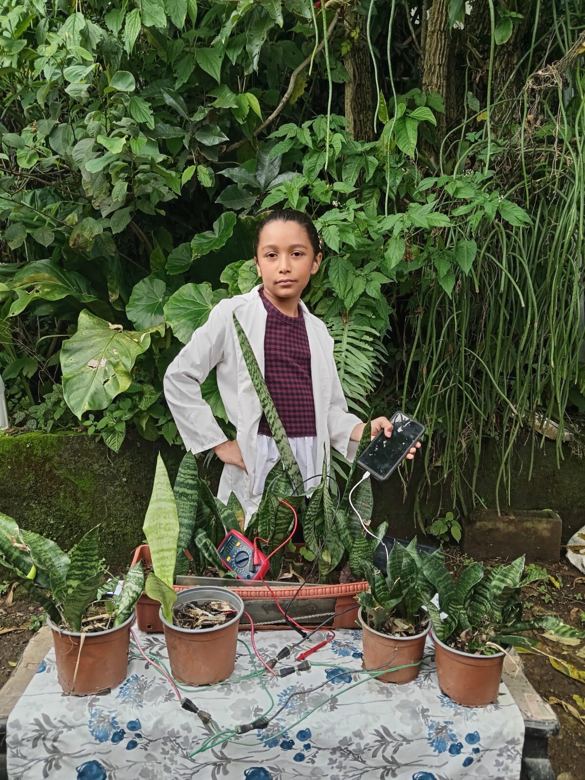 En el barrio Jesús de Santa Bárbara de Heredia todavía hay vacas pastando y aire limpio. Allí vive Jade Fernández Caicedo, una niña de apenas 9 años que logró cargar un celular con la energía de las plantas