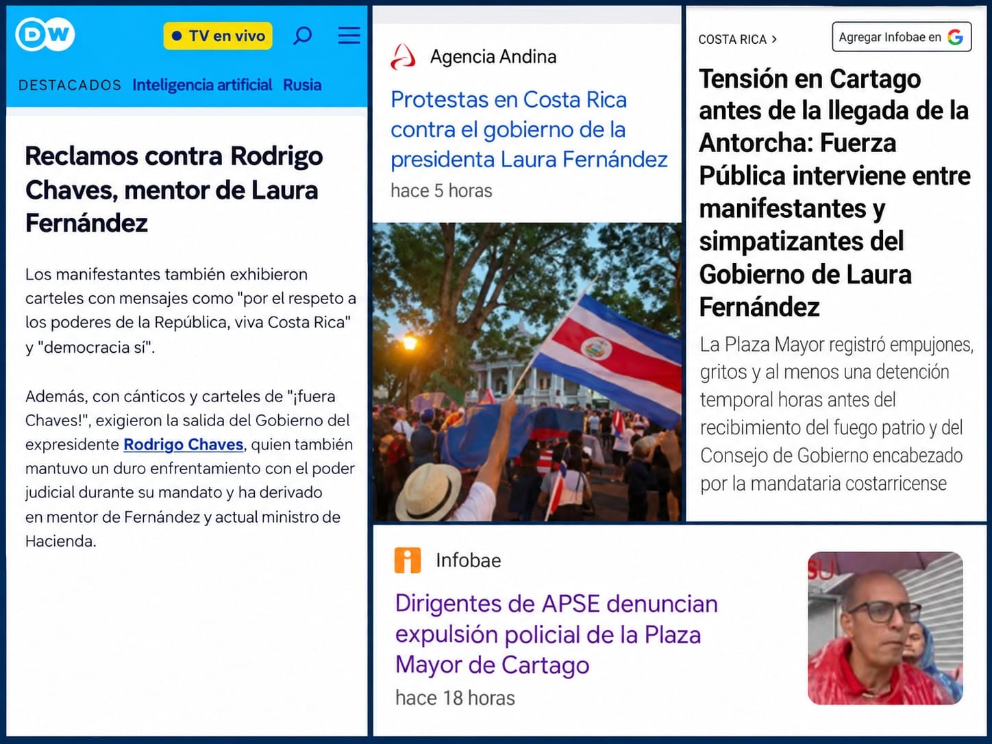 Medios internacionales informaron sobre las protestas en Cartago durante las celebraciones patrias en Costa Rica.