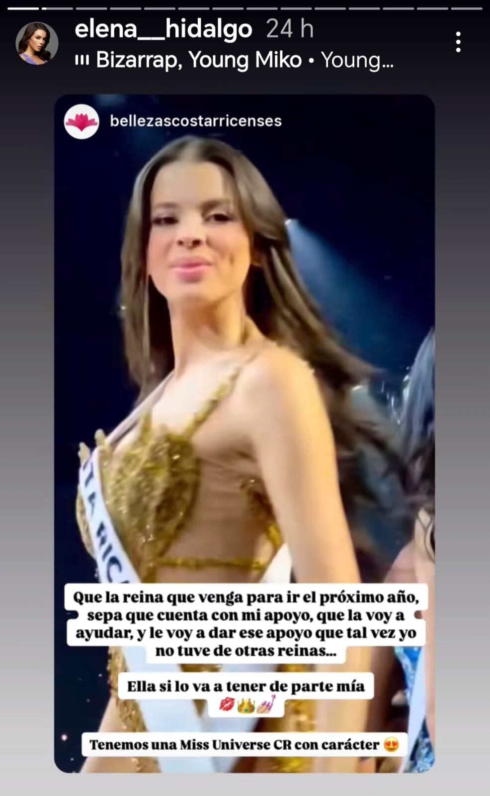 Elena Hidalgo le mandó un filazo a las otra miss Costa Rica.