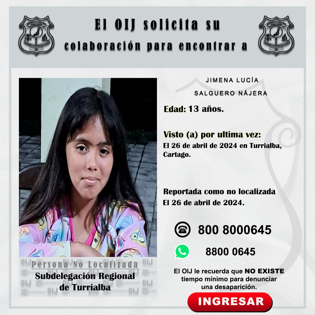OIJ pide ayuda para encontrar a adolescentes