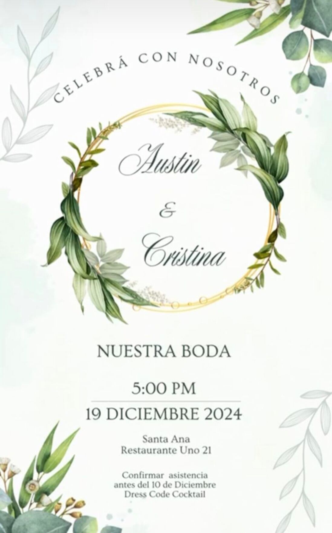 Boda Austin Berry y Cristina Alfaro 19 de diciembre 2024