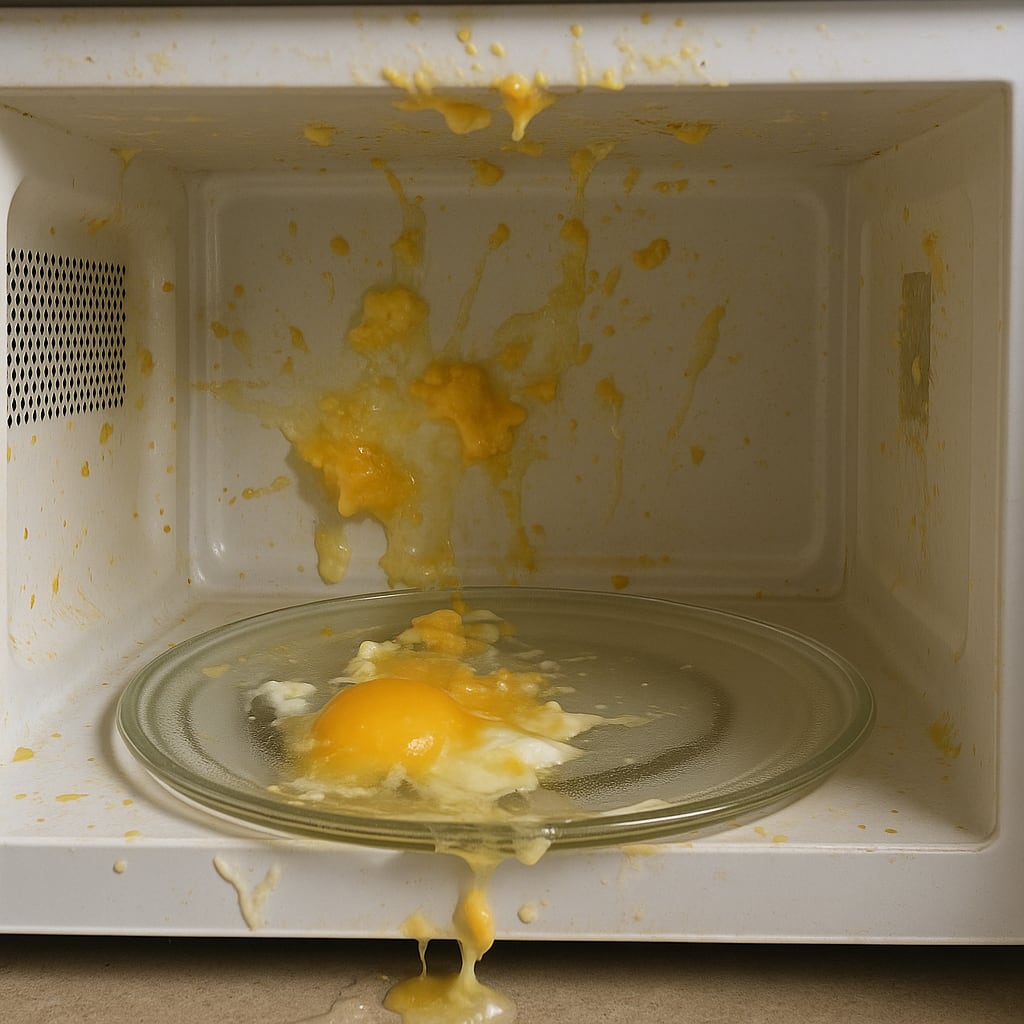 Huevo explotado en microondas