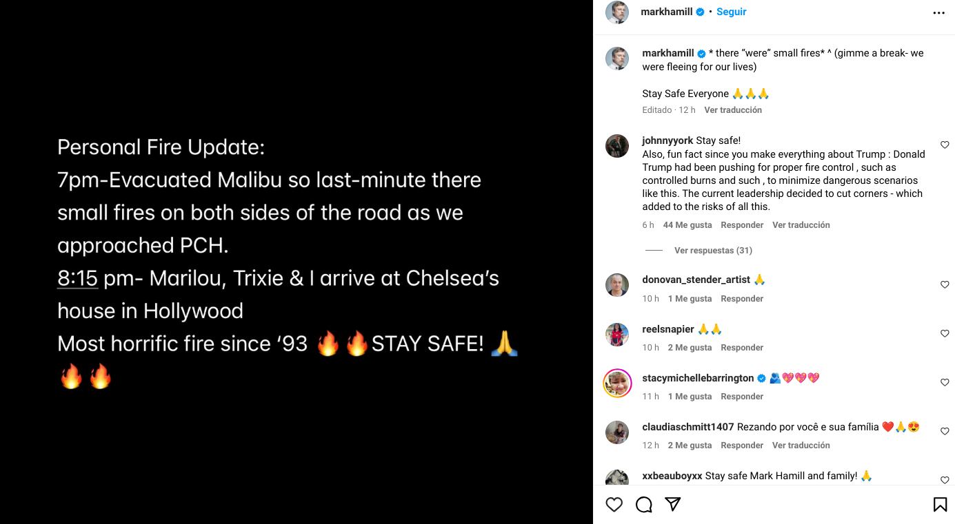 Estrellas del cine, la televisión y la música fueron evacuadas en las últimas horas de sus mansiones ante el avance de las llamas, según múltiples reportes de la prensa internacional.