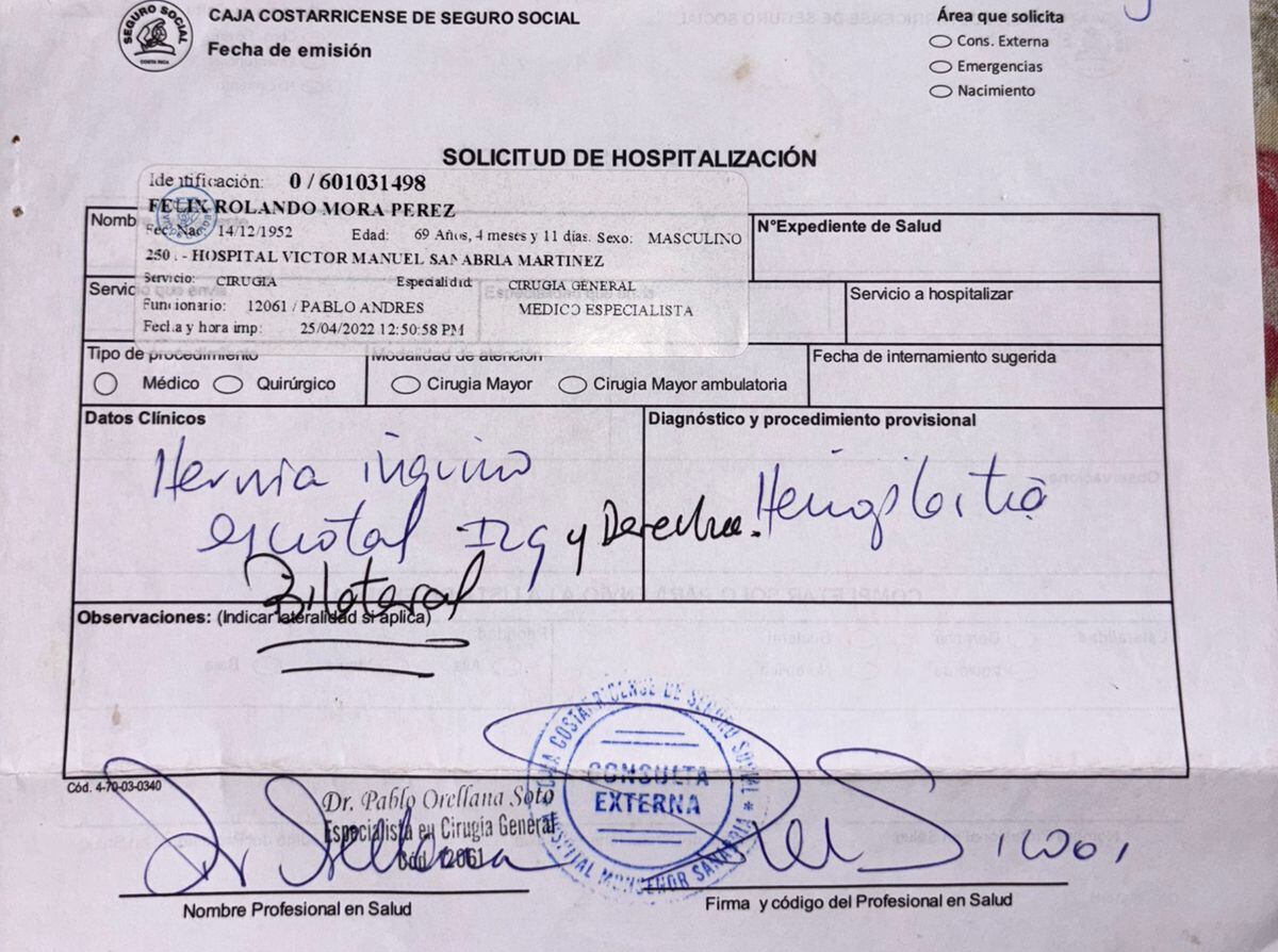 Porteño lleva años sufriendo con dos hernias inguinales y nada que le dan cita para la cirugía