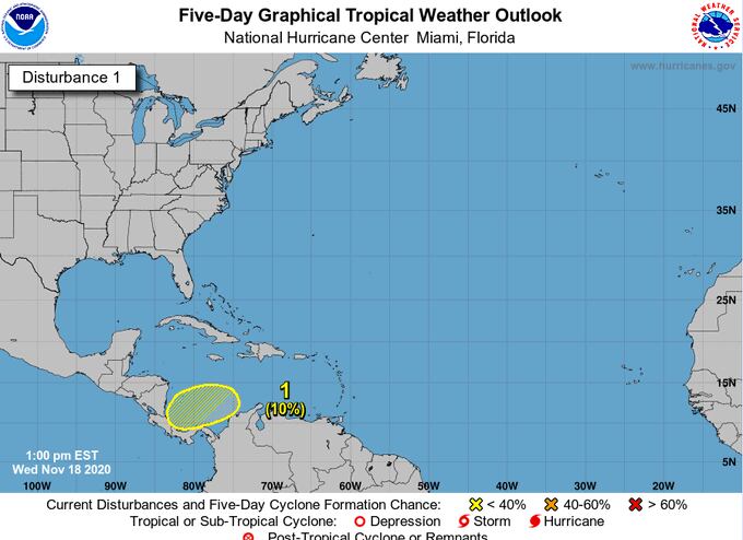 Sistema de baja presión que afectaría al país el fin de semana. Foto Centro Nacional de Huracanes.