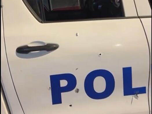 Patrulla baleada en Matina. Foto cortesía.