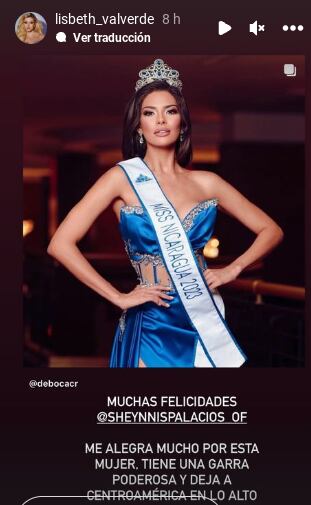 Lisbeth Valverde no guardó su admiración a Sheynnis Palacios.