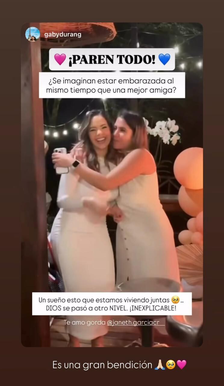 La experiodista de Teletica, Gabriela Durán, aseguró estar viviendo un gran sueño porque está embarazada al mismo tiempo que una conocida presentadora de tele quien es una de sus mejores amigas.
