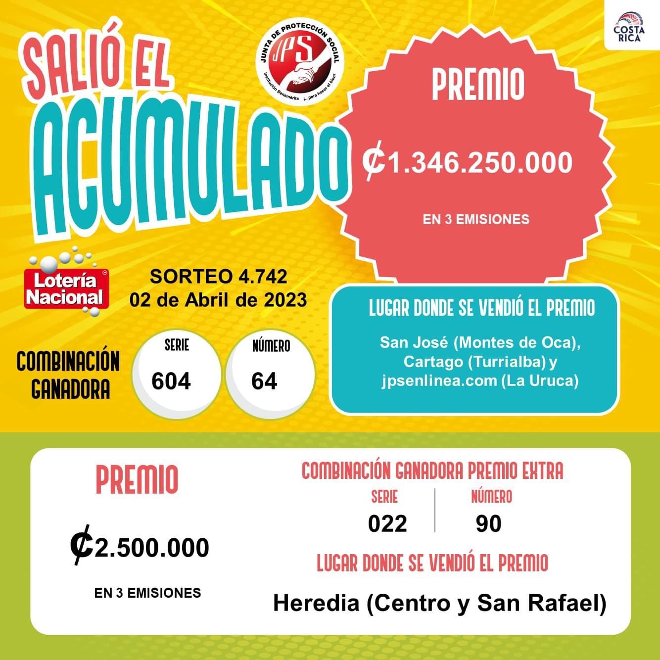 La presidenta de la JPS, Esmeralda Britton, confirma que el acumulado se vendió en Montes de Oca, en Turrialba y por Internet.