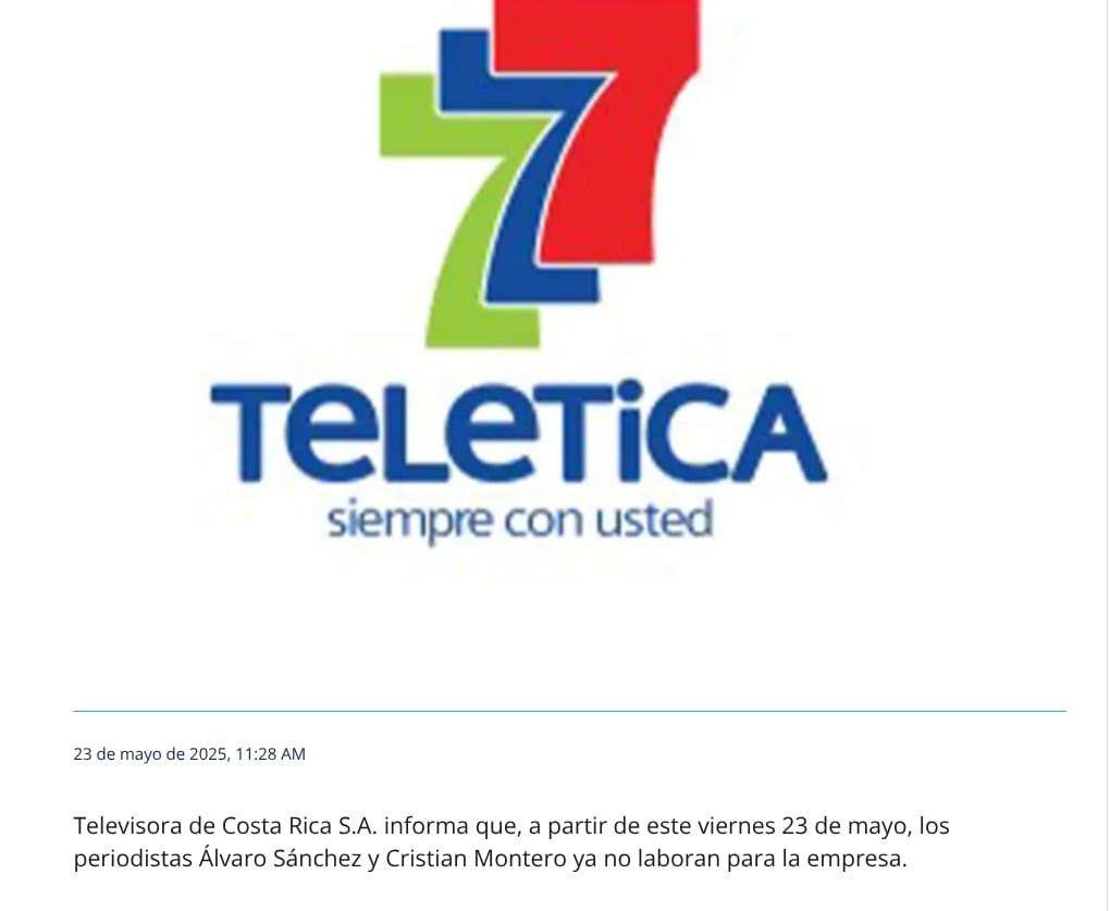 Teletica confirma despido de Álvaro Sánchez y Christian Montero