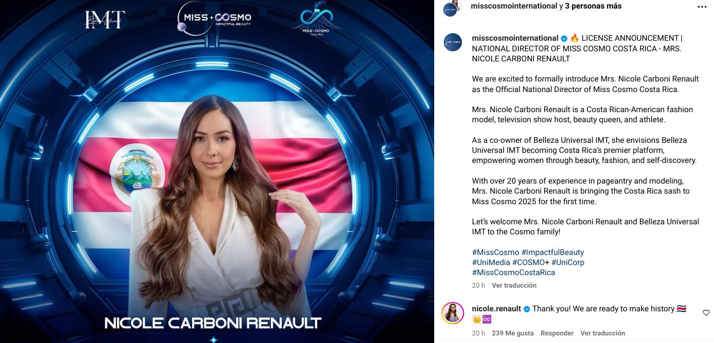 Nicoles Carboni, modelo y excandidata al Miss Costa Rica.